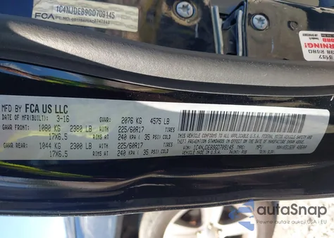 2016 Jeep Compass High Altitude Edition z USA, uszkodzony, nr VIN 1C4NJDEB9GD709145